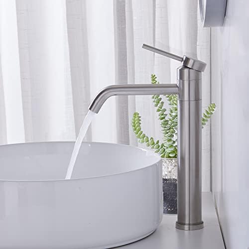 Gleaming Touch Faucets - Modern Brushed Nickel Vessel Sink Faucet