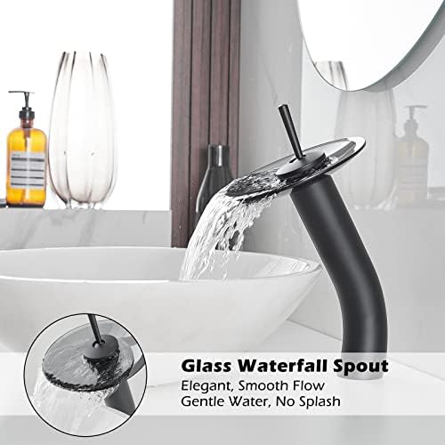 BWE Black Waterfall Bathroom Faucet