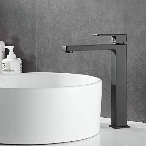 NEWRAIN Modern Single Handle Matte Black Bathroom Faucet