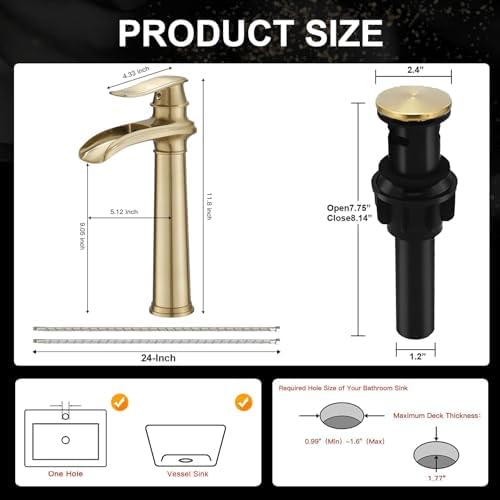 Elegant Gold Vessel Faucet