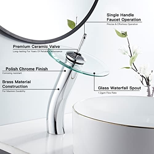 Chiczam Chrome Vessel Faucet with Glass Spout