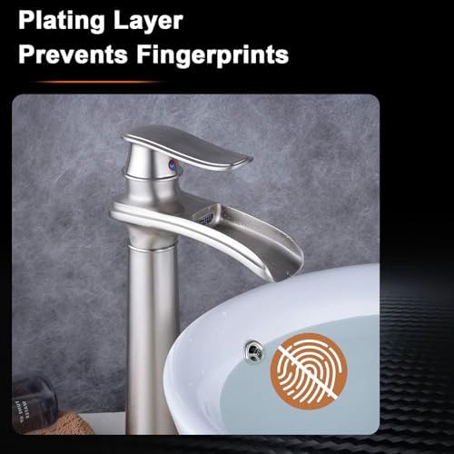 Luxury Brushed Nickel Faucet with Waterfall Effect