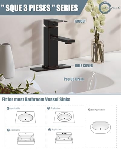 Casavilla Oil Rubbed Bronze Bathroom Sink Faucet with Pop-Up Drain