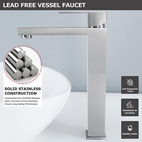 EZANDA 12 GPM Tall Faucet Brushed Nickel