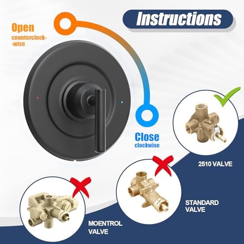 ZJIALING Replacement for Moen T2901BL Matte Black Shower Trim Kit