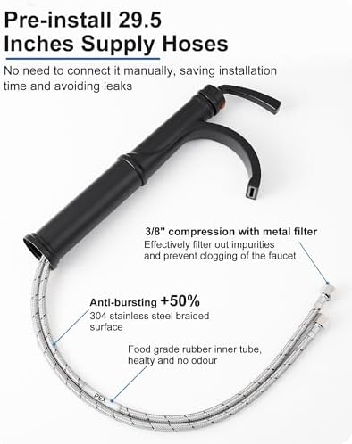 Tall Black Vessel Faucet Non-Leakage Touch On Faucet for Bathroom