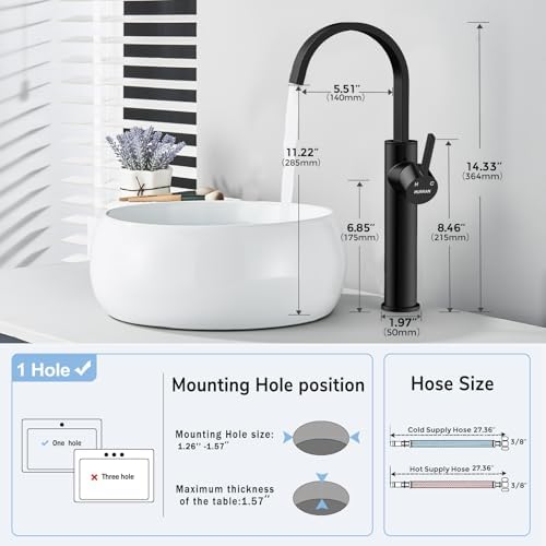Vessel Sink Faucet Matte Black High-Quality Bathroom Faucet