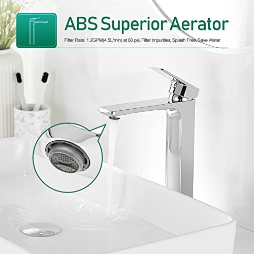 VOTON Tall Bathroom Sink Faucet Solid Brass with Easy Installation