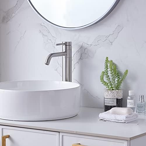 Gleaming Touch Faucets - Modern Brushed Nickel Vessel Sink Faucet