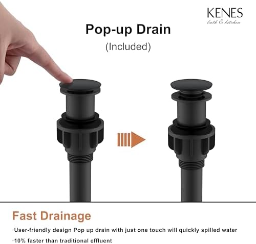 KENES Tall Bathroom Faucet Modern Design with Matte Black Finish