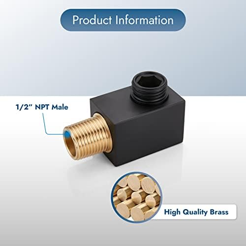 Solid Brass Wall-Mounted Shower Elbow Matte Black