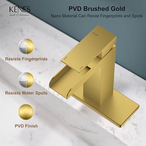 Effortless Flow with Kenes Brushed Gold Waterfall Faucet