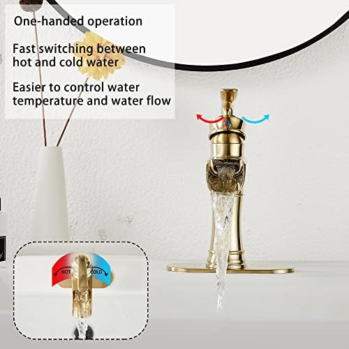 Exquisite waterfall bathroom faucet with gold finish for luxury bath by GGStudy