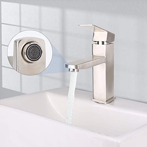 SkyGenius Single Handle Bathroom Faucet Brushed Nickel Maintenance-Free Rust-Resistant