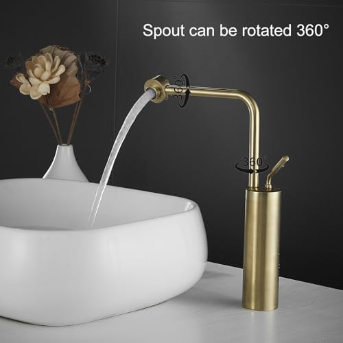 Hiendure Gold-Brushed Faucet - Bathroom Sink Instantly Perfect