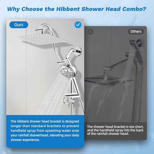Hibbent 10 All-Metal Rainfall Shower Head Combo