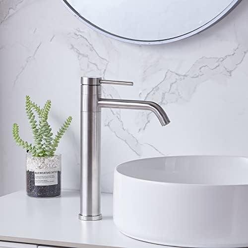 Gleaming Touch Faucets - Modern Brushed Nickel Vessel Sink Faucet