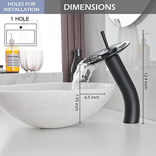 BWE Black Waterfall Bathroom Faucet