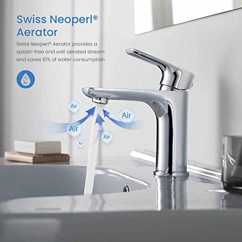 KIBI Durable Stylish Single Handle Bathroom Sink Faucet Chrome Finish Rust-Resistant