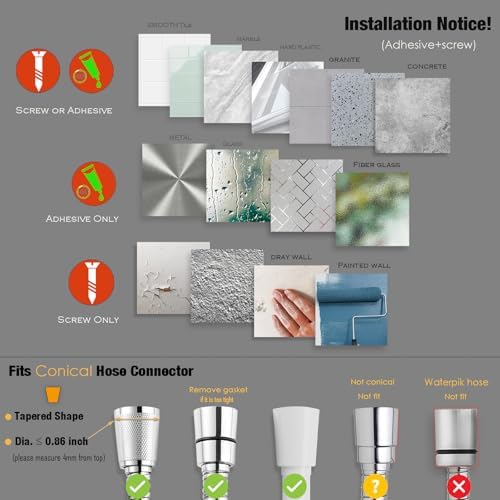RIVOODS All Metal Handheld Shower Wand Holder