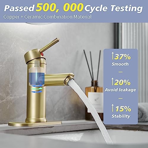 Greenspring Brushed Gold Bathroom Faucet No Drip Adjustable Temperature Elevate Your Bathroom Experience