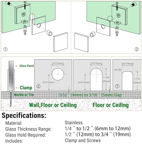 Bathlink Polished Chrome Glass Clamp