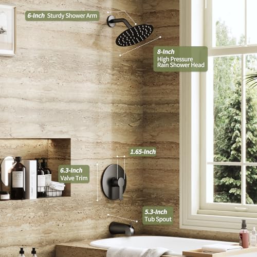 Experience Luxury with Kurpot 8-inch Matte Black Shower Faucet Set