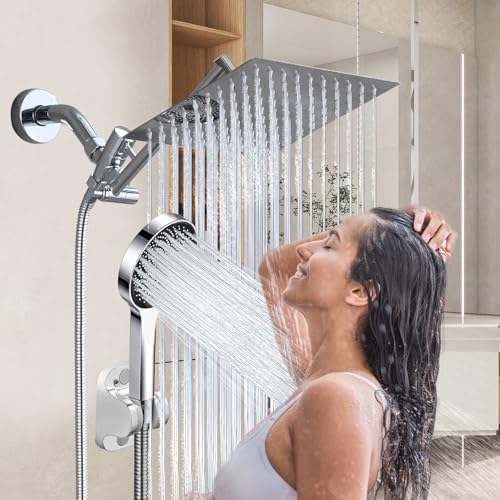 8 Square Rain shower Head with Adjustable Arm High Pressure Flow