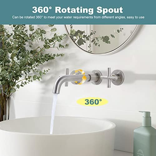 Arcora Brushed Nickel Bathroom Faucet Wall-Mounted with 2 Handles