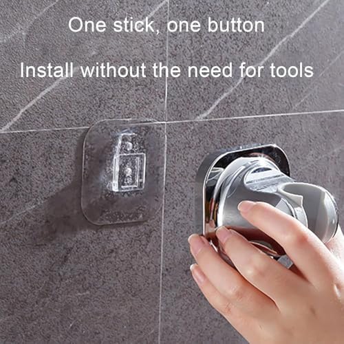 Silver Strong Adhesive and Waterproof Shower Head Holder No Punching