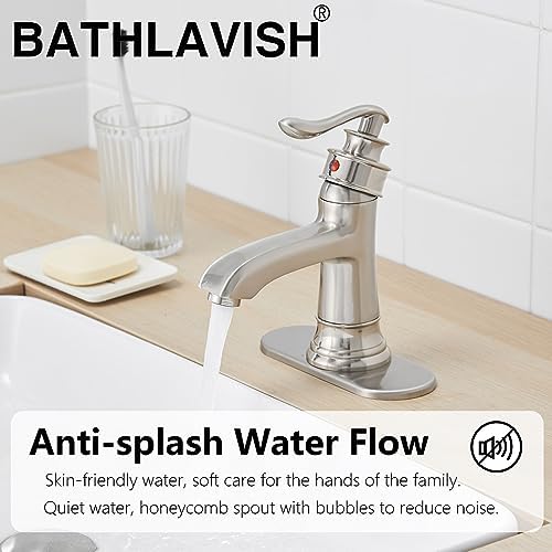Brushed Nickel Single Hole Bathroom Faucet with 38 tubing for Deck Mount