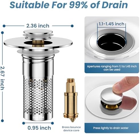 Wave-Proof Sink Drainer with Clog Prevention