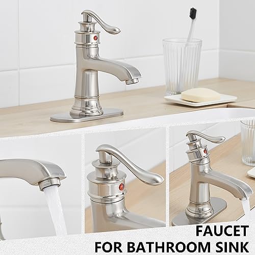 Brushed Nickel Single Hole Bathroom Faucet with 38 tubing for Deck Mount
