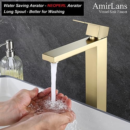 AmirLans Brushed Gold Vessel Sink Faucet
