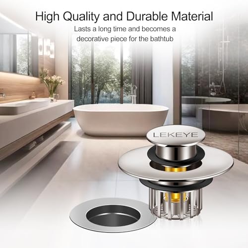 Efficient 2-in-1 bathtub drain stopper with hair trap Rustproof Durable