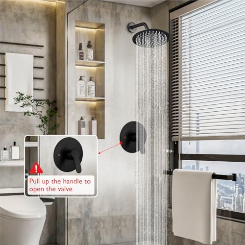 Heyalan Matte Black Square Rain shower Faucet Set