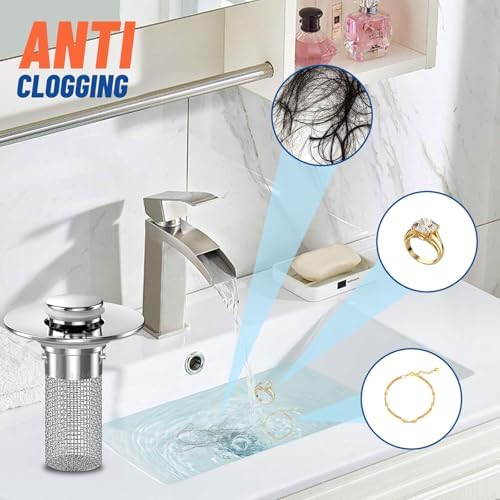 2-Piece Bathroom Sink Stopper Hair Catcher