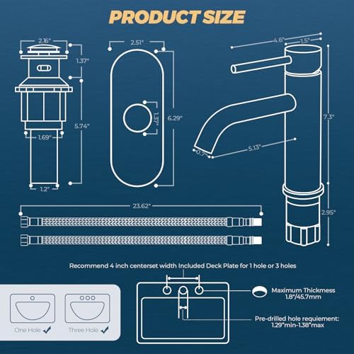 FORIOUS Gold Bathroom Faucets
