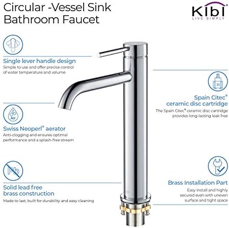 KIBI KBF1009 Solid Brass Sink Faucet Rust Resistant Chrome Finish