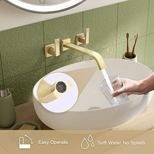 Chalirs Gold-Finished Wall-Mounted Faucet Dual Lever 3-Hole High-Quality Faucet