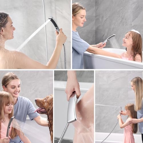 Bright Showers Dual Shower Head Combo Set Handheld Black Face 60 Hose