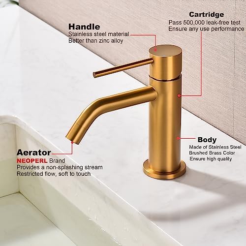 JXMMP Floral Park Style Brushed Brass Bathroom Faucet