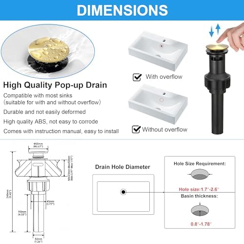 RUMOSE Brushed Gold Bathroom Faucet Set with Deck Plate