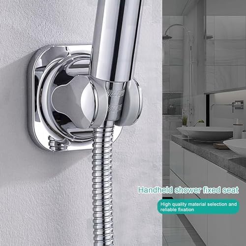Silver Strong Adhesive and Waterproof Shower Head Holder No Punching