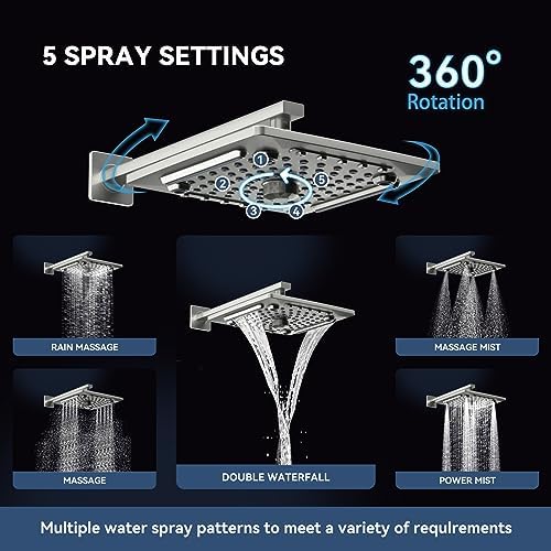 ELLOALLO bathtub shower combo rainfall handheld