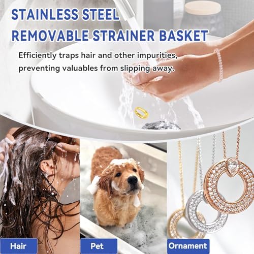 SNYZU 2-Piece Sink Drain Stopper with Hair Catcher Easy to Use