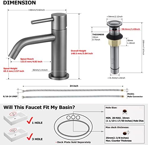 EZANDA Brass Single-Handle Bath Faucet