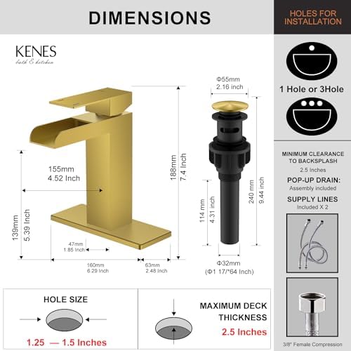 Effortless Flow with Kenes Brushed Gold Waterfall Faucet