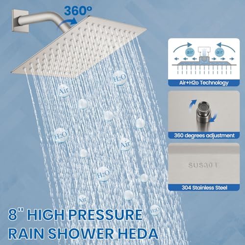 Airuida Stainless Steel Rain shower Faucet Set