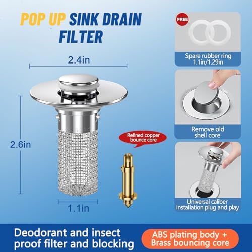 2-Piece Bathroom Sink Stopper Hair Catcher